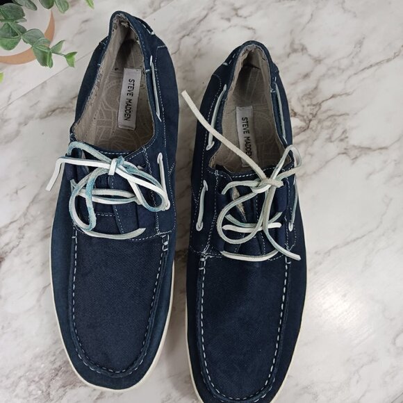 STEVE MADDEN Welinton men\'s moccasin blue leather shoes size 13 main image 4